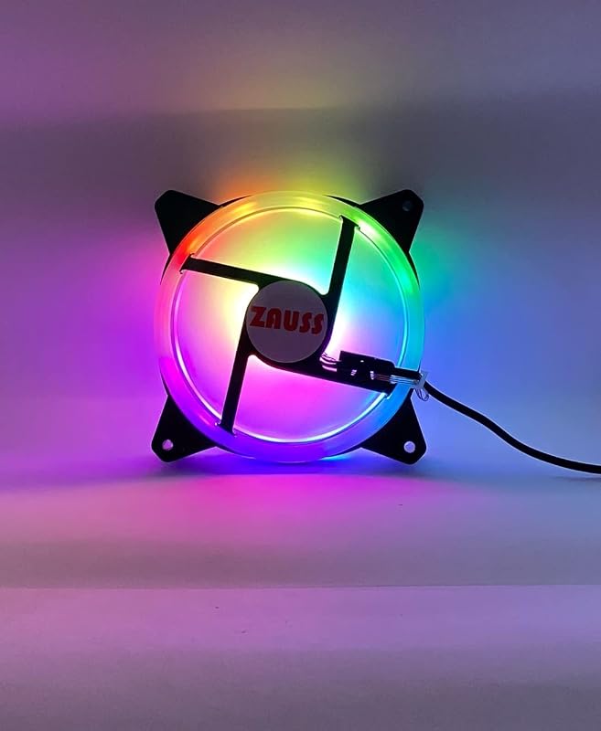 Zauss Rainbow Rgb Kasa Mining Fanı 12cm Renkli Gökkuşağı Fanı Iç Ve Dış Aydınlatmalı 0.3a
