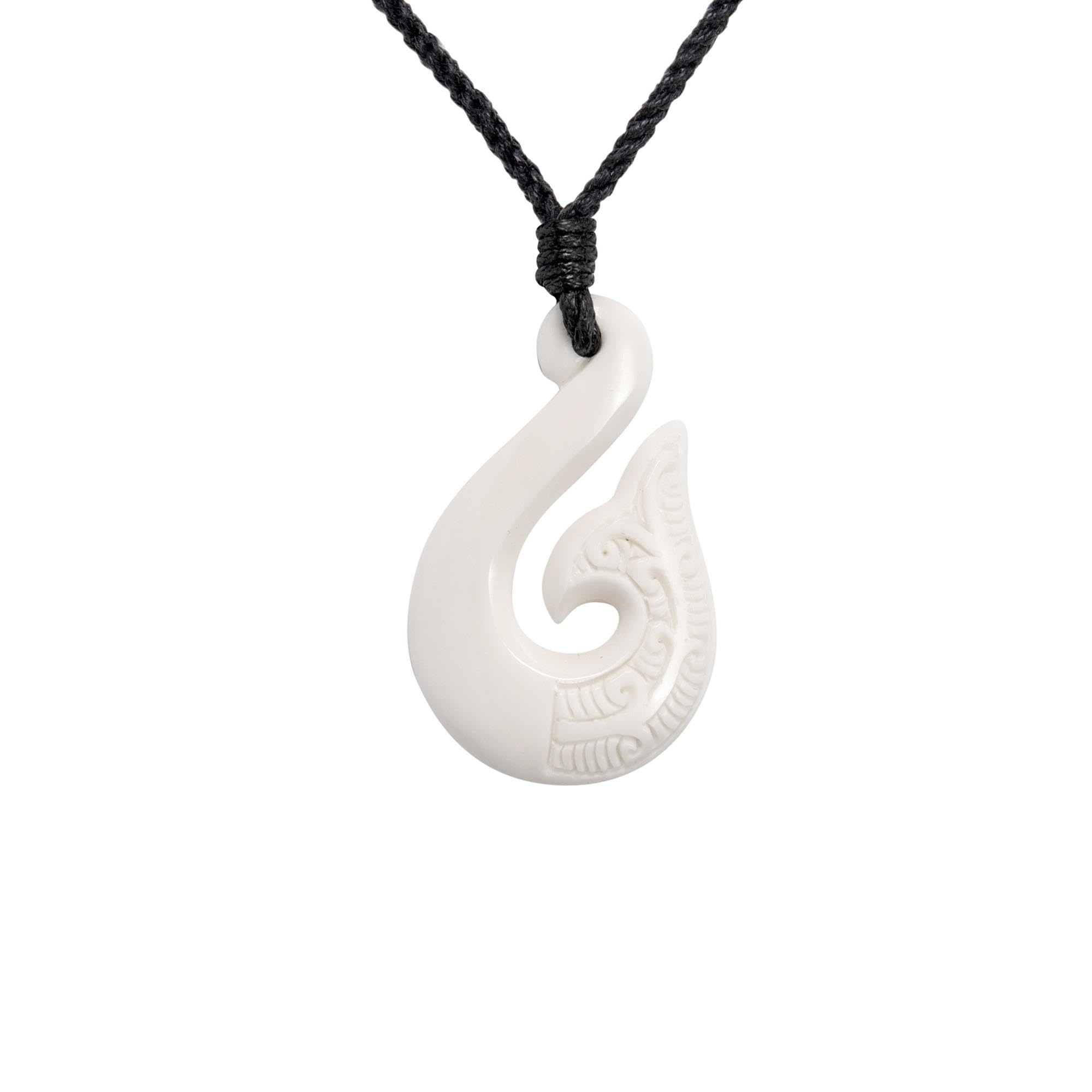 81stgeneration Collana con Amuleto Om in Osso Intagliato a Mano per