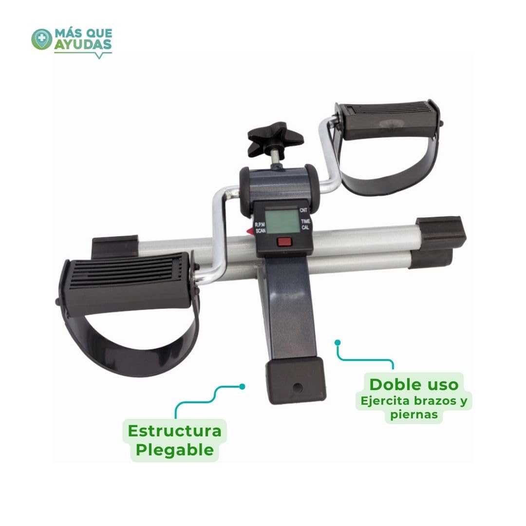 Pedalier de Ejercicio Digital para Piernas y Brazos, Rehabilitación y Fitness en Casa, Pantalla LCD, Resistencia Ajustable, Mini Bicicleta Estática