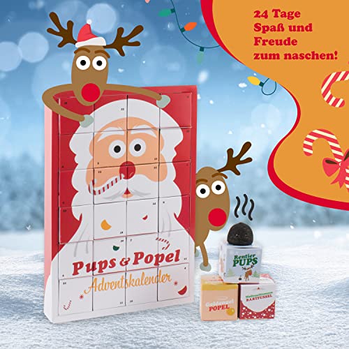 Pups & Popel Spaß-Adventskalender mit witzigen, weihnachtlichen Süßigkeiten wie Rentierpupse | von Liebeskummerpillen