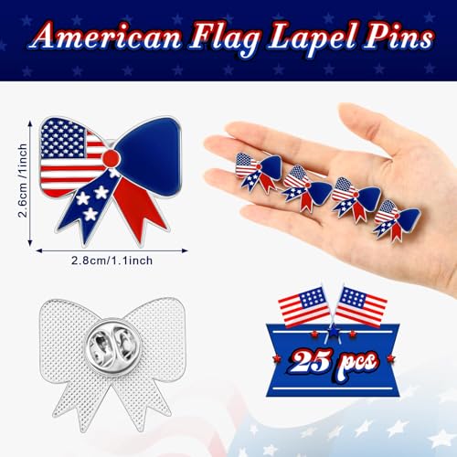 Image of Tondiamo Patriotic Lapel Pins Gift Bulk USA Flag Brooch Badges for Memorial Day 4th of July Veteran Soldier Remembrance Favor