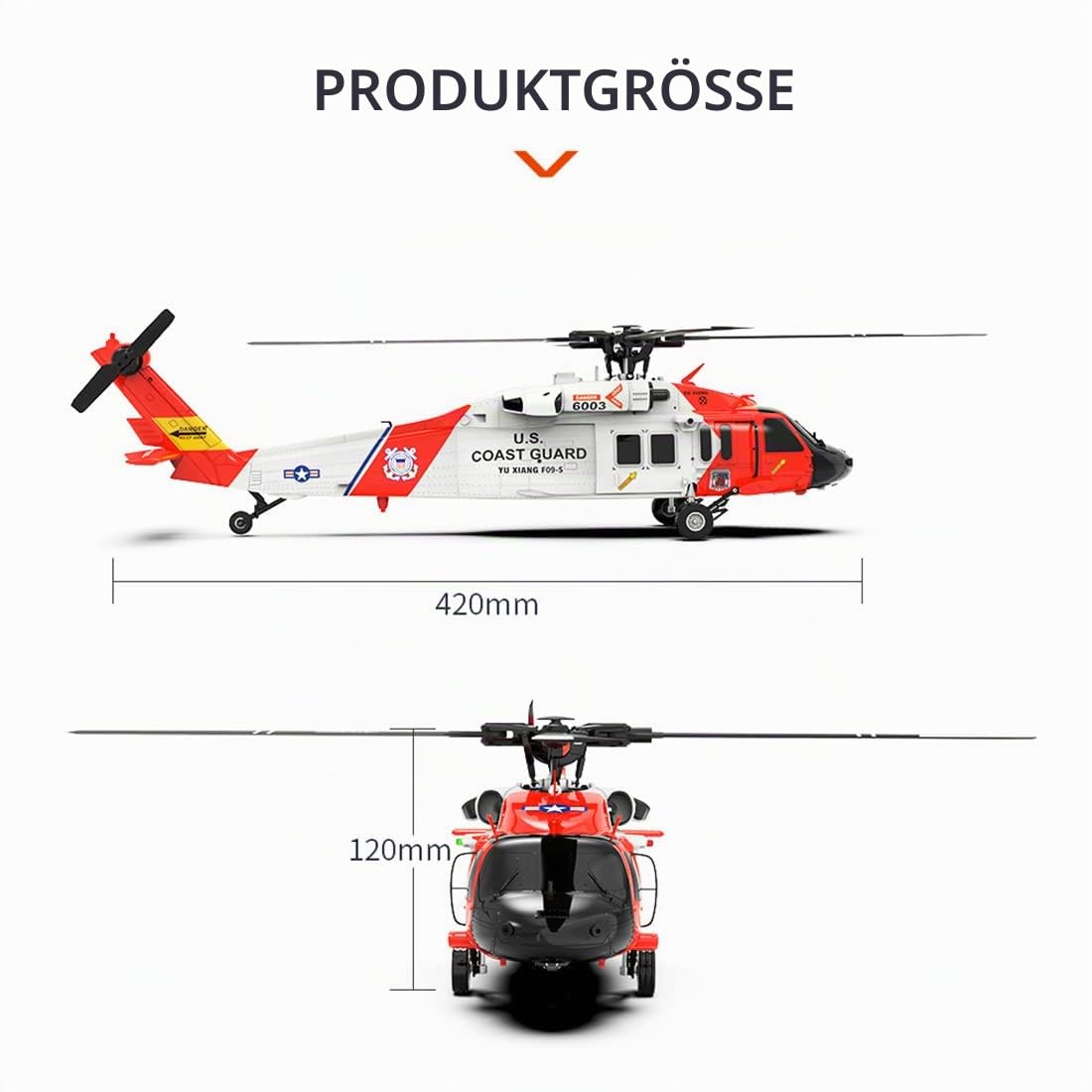UH60-Black-Hawk RC Helikopter für Erwachsene, YUXIANG F09-S 2.4G 6CH Bürstenlos 3D Shunt Outdoor Groß Ferngesteuert Hubschrauber, RC-Flugzeuge für Anfänger