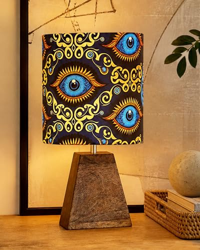 Image of Homesake Wooden Base Pyramid Table Lamp, Lamps for Living Room, Bedside Night Lamp, Lamp for Bedroom Decoration, Modern Home Decorative Light, Desk Lamp,Study Lamp, Home Decor,Beauty in Eye Shade