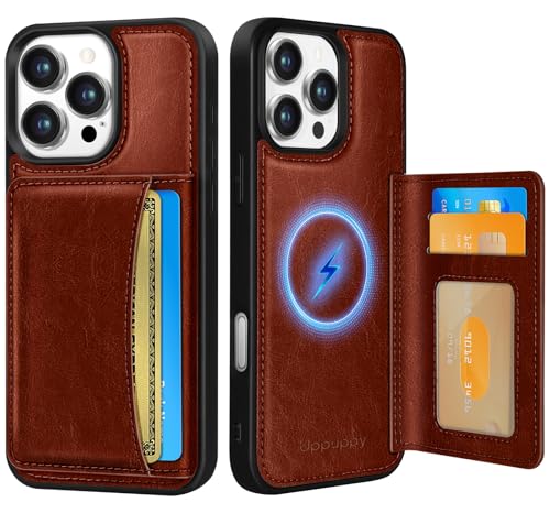 Uppuppy for iPhone 16 Pro Wallet Case with Card Holder,Brown - image 1