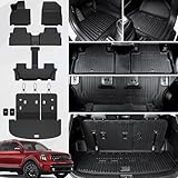 JOULARISE Floor Mats Cargo Mat with Backrest Mats for 2020-2025 Kia Telluride 7/8 Passenger Car Mats Accessories, All Weather TPE Protectors Cargo Liner Seat Back Covers(Floor Mats+2-in-1 Cargo Mat)
