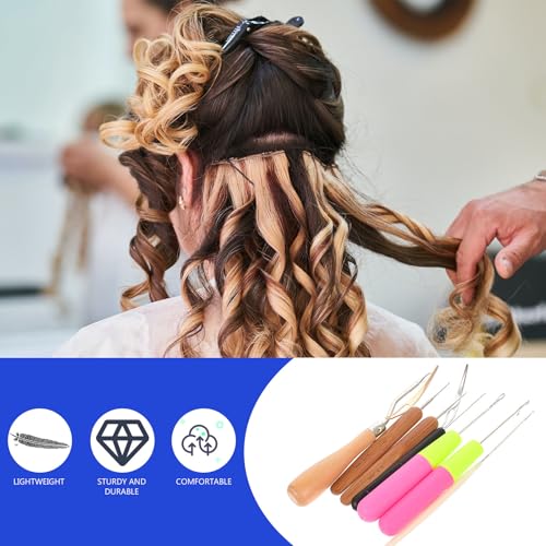 Agujas para rastas y trenzar cabello Operitacx con mango de madera 7