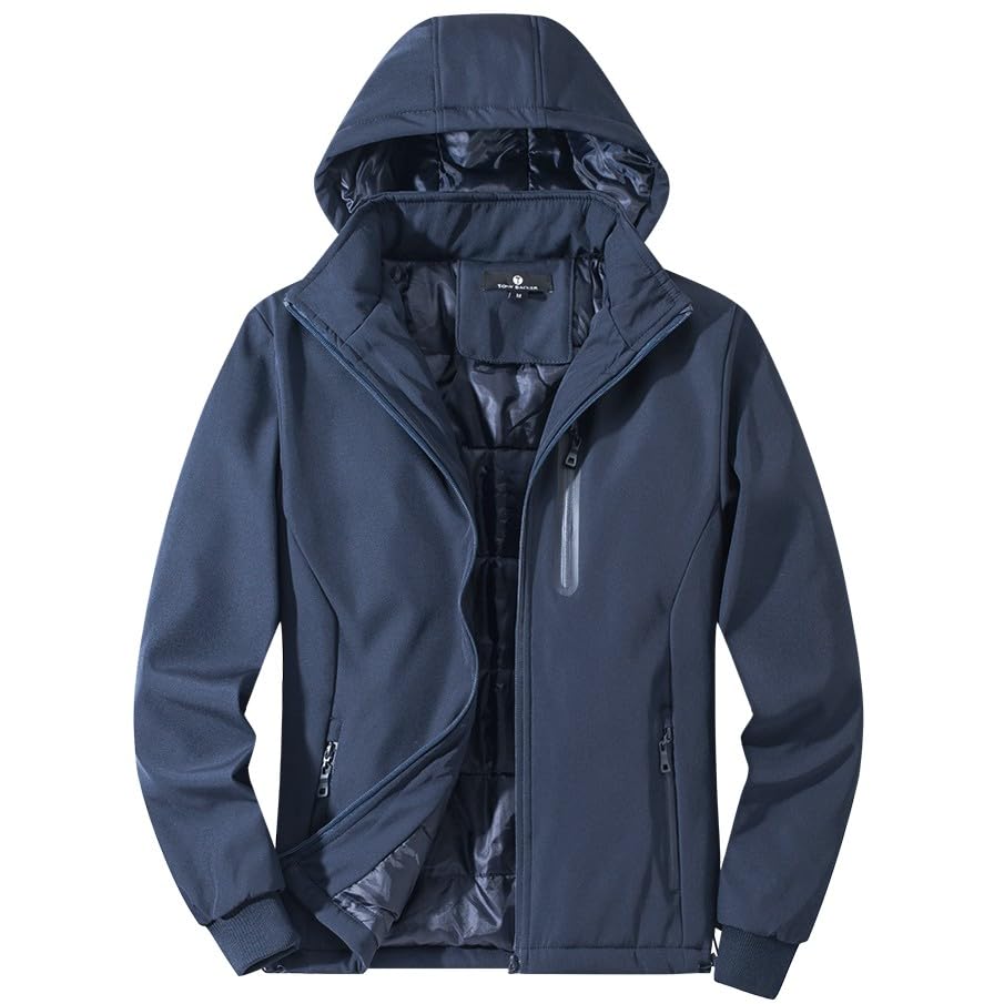 TONY BACKER Giacca Uomo Invernale Softshell Impermeabile Antivento con Cappuccio Staccabile, Giubbotto Cappotto Casual Trekking 3510