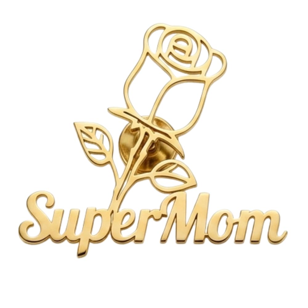 Super Mom Initials Rose Design Brooch for Mothers | Personalized Initial Brooch Pin | Elegant Floral Brooch | Stylish Gift for Mother, Mom & Women-image-6