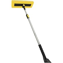 Snow Joe 2-in-1 Telescoping Snow Broom and Ice Scraper with 18-Inch Non-Scratch Foam Head - Car Cleaning Tool with Long Extendable Handle for Windshield, Roof, Truck, and SUV, SJBLZD-PRX