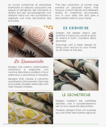 Passatoia CETARA anti-macchia anti-scivolo lavabile in lavatrice cm.52x150 tappeto cucina bagno ingresso multiuso, disegno ceramica stile maiolica - immagine 4