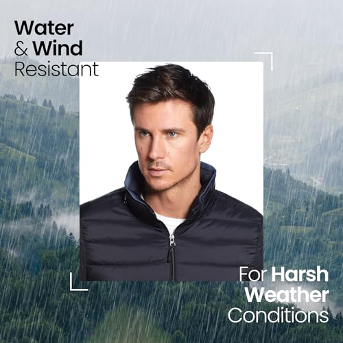 Weatherproof Men's Puffer Jacket, Lightweight Wind Resistant Alternative Down Jacket with Packable Travel Neck Pillow (S-3XL)4
