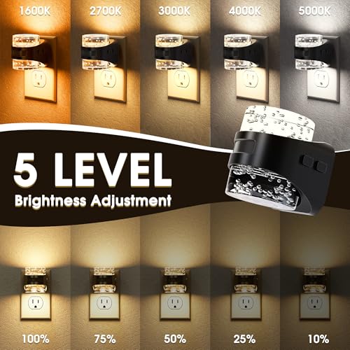 Image of Briignite Motion Sensor Night Light Bubble Night Lights Plug into Wall | Modern 5CCT Dimmable Nightlights, Dusk to Dawn Sensor Nightlight for Bathroom Bedroom Hallway Kitchen