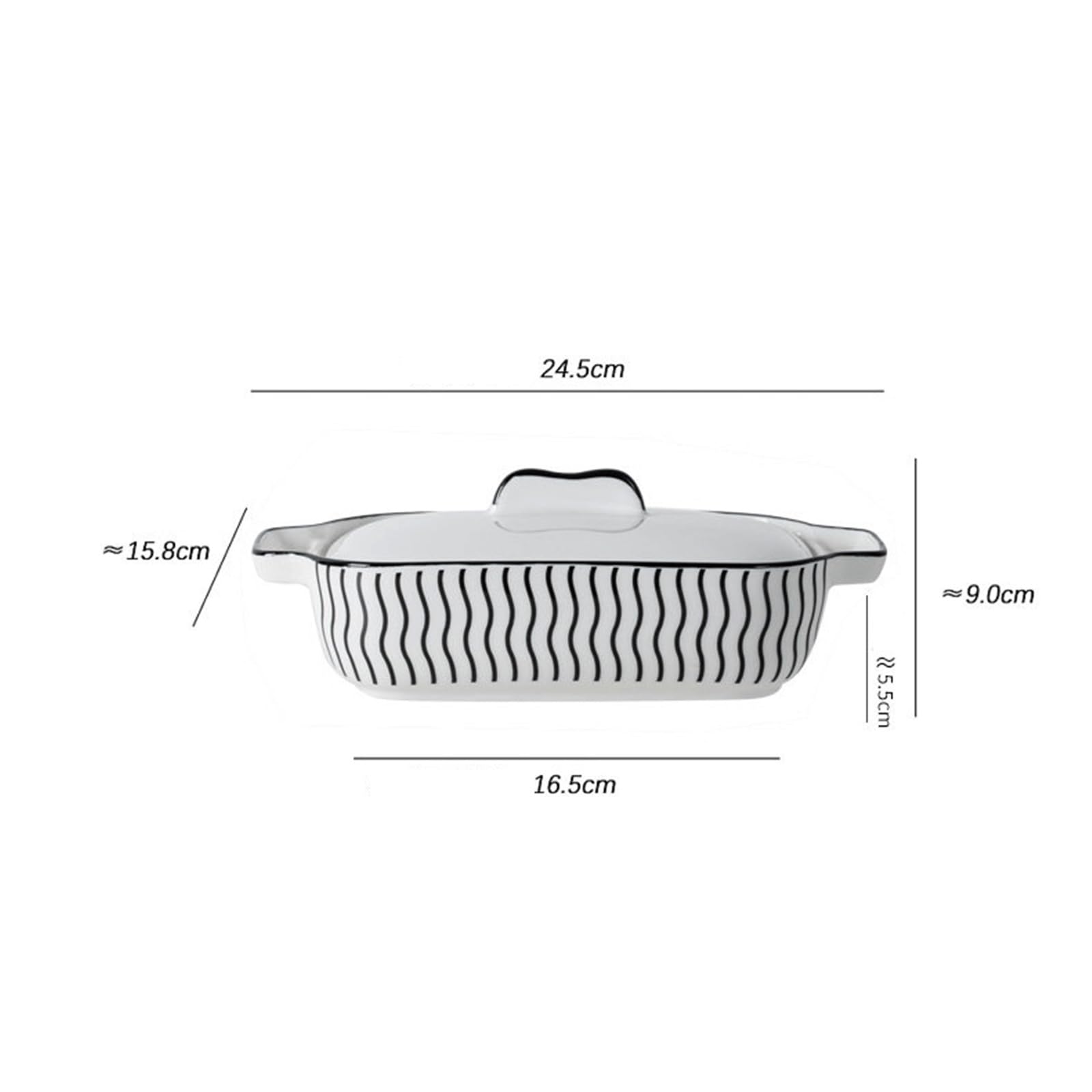 10-Zoll rechteckige Keramik-Auflaufform mit Deckel Nudeln