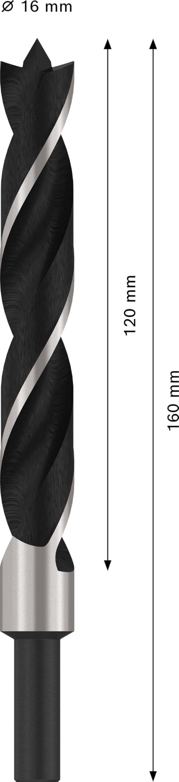 Bosch Professional Accessories 1 x Silindir Şaftlı Spiral Ahşap Matkap Ucu (Ahşap için, 16 mm, Şaft 10 mm, Matkap Aksesuarı)