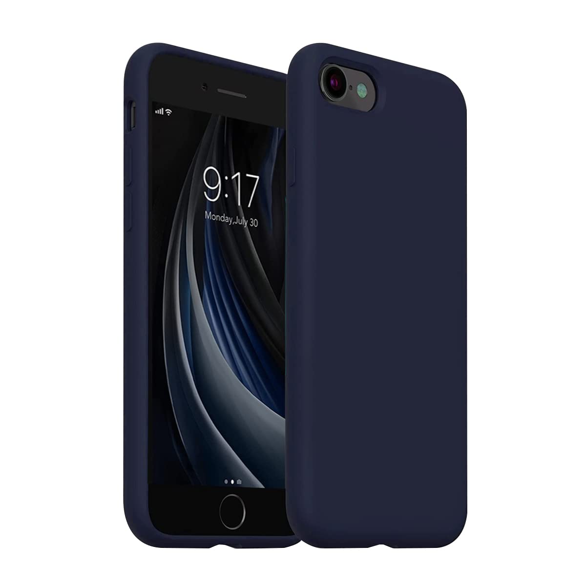 LIRAMARK Liquid Silicone Soft Back Cover Case for Apple iPhone SE 2022/2020/8/7 - (Midnight Blue)