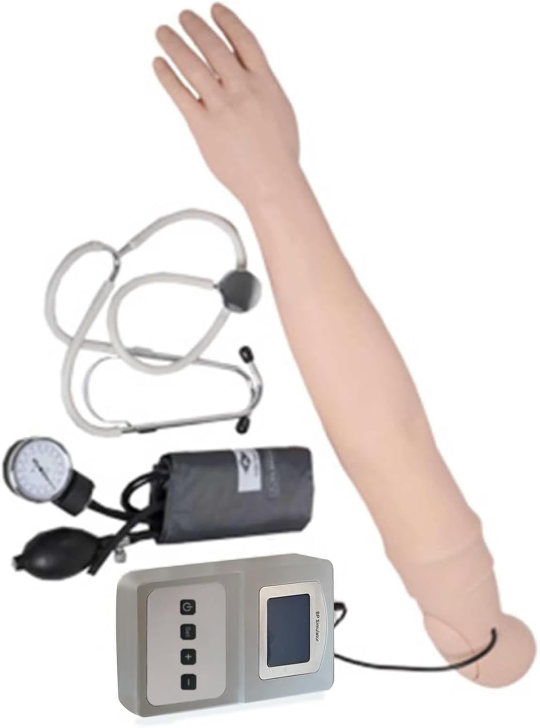Advanced Blood Pressure Training Arm Simulator Model Simulator Practice Arm Model Blood Pressure Kit with Full Set Accessories for Nursing Training Teaching Education Supplies
