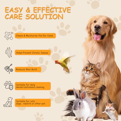 Image of Ear Finger Wipes for Dogs & Cats, 50 Count Dog Ear Cleaner Finger Wipes, for Dirty, Waxy, Smelly Ears - Soothes & Relieves Ear Itching, All Natural Ingredients