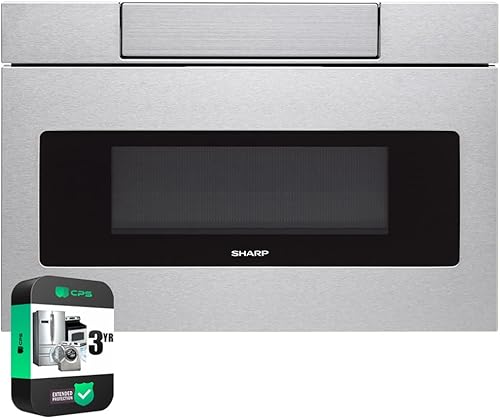 Sharp SMD2470ASY - Horno de microondas de acero inoxidable 950W de 24 pulgadas y 1.2 pies cúbicos con paquete de protección mejorada CPS de 3 años