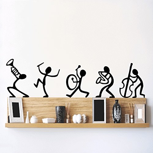 Image of Decals Design 'Beautiful Wall Drift Bottles' Wall Sticker (PVC Vinyl, 45 cm x 60 cm) & Decals Design 'Musical Instruments Happy Band' Wall Sticker (PVC Vinyl, 30 cm x 45 cm, Black)