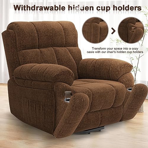 Yonisee Oversized Lift Chairs Recliner For Elderly With Massage And Heat, Overstuffed Wide Recliners, Recliner Chairs For Adults, Heavy Duty And Safety Motion With 2 Concealed Cup Holders #TOP7