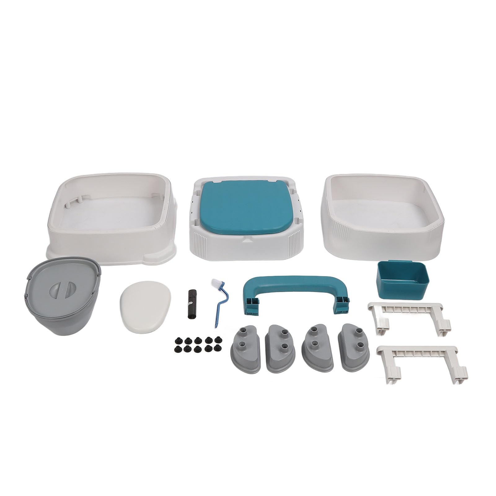 Silla de Inodoro portátil Reposabrazos Desmontable Altura Ajustable Resbalón PU Asiento Suave Cómoda de cabecera Inodoro para Uso en Dormitorio de Ancianos con Cubo y Anill