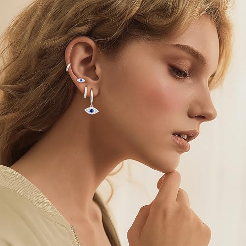 Image of Small Gold Huggie Hoop Earrings Set for Women Men Hypoallergenic 14K Plated Stack Cartilage Earrings, Sterling Silver Multiple Piercing Lightweight Mini Thin Cute Dainty Trendy Jewelry Gifts for Women