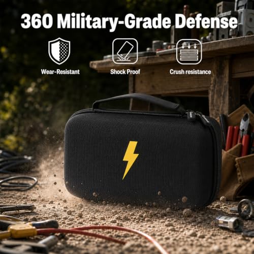 Image of Comecase Hard Multimeter Case for Fluke 87V MAX 87V 88V 179 with Holster | Divider & Zippered Mesh Storage for Test Leads, Probes, Workshop and Field Use, Full Black, Case Only