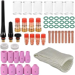 QAQGEAR Welding Torch Accessories Kit for TIG WP-17/18/26, with Collets Body Glass Cup Alumina Nozzle Stubby Gas Lens, Welding Tips Glove Finger Heat Shield
