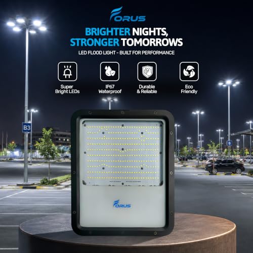 Image of Forus 250W LED Flood Light Outdoor, IP67 Waterproof Wall Mounted Outside Light, High Bright Daylight White LED Flood Light for Parking, Society, Industrial & Flood Lighting with 4 Years Warranty -1 Pc