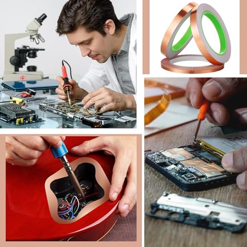 Thrseely 3 pacotes de fita de folha de cobre, fita de cobre condutora dupla face de 3 tamanhos para