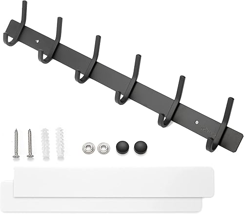 Miniatura 10 de Ganchos de pared, perchas verticales de metal para colgar abrigos, toallas, sombreros, chaquetas, mochilas, bolsas (18.11 pulgadas (6 ganchos),