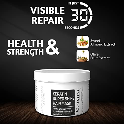 Image of KERATINE PROFESSIONAL Keratin Super Shine Mask 500Ml | Infused With Keratin And Wheat Protein For Dry Damaged And Chemically Treated Hair | Sulphate And Paraben Free | Made In India (500 Ml),1 Count