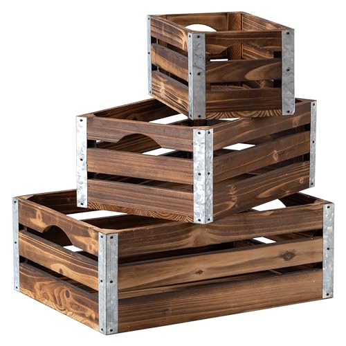 Farmhouse-Wooden-Boxes-for-Crafts-Set-of-3-Wall-Hanging-Galvanized-and-Wood-Crates-for-Display-Decorative-Baskets-for-Home-Decor-Wood-Storage-Bins-for-Kitchen-Living-Room Farmhouse Wooden Boxes for Crafts Set of 3 Wall Hanging Galvanized and Wood Crates for Display Decorative Baskets for Home Decor Wood Storage Bins for Kitchen Living Room