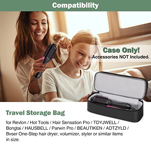 Sithon Double-Layer Travel Carrying Case For Revlon One-Step Hair Dryer/Volumizer/Styler, Water Resistant Storage Organizer Bag Compatible With Shark Flexstyle Attachment (Bag Only) (Black) #TOP1