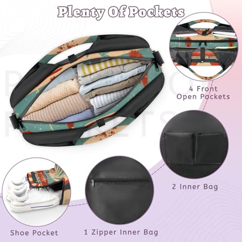 Duffel Bag Yoga Bag for WomenTower Butterflies Beach Bag with Shoe Storage & Yoga Mat Strap4