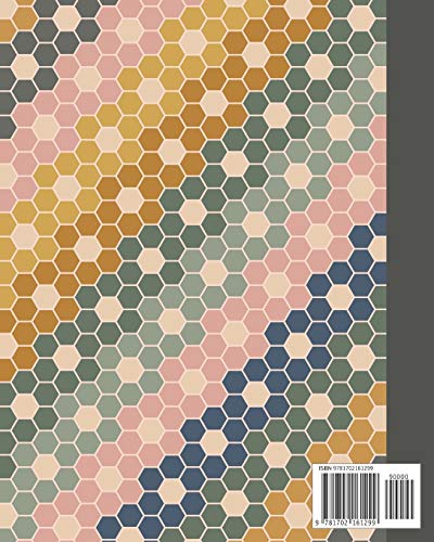 Hexagon Graph Paper Notebook: Hexagonal Grid Paper Journal for Design and Drafting | English Paper Piecing Quilt Flower Pattern Cover Design in Earthy Pastel Colors image 4