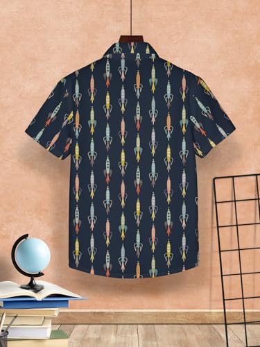 Image of HELLCAT White, Dark Blue Trendy Regular Fit Printed Causal Shirt for Boys - Pack of 2