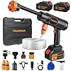 Flouritech Cordless Pressure Washer, 1450PSI Portable Power Washer with 6-in-1 Nozzle, 21V Handheld Pressure Washer with 2 Rechargeable Power Batteries, Garden Hose Power Washer for Cars, All-Purpose