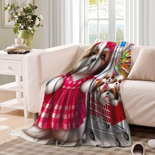 Couverture de lit microfibre chaude et douce plaid chien imprimé 3D