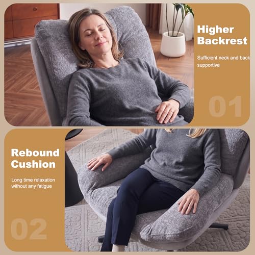 Sillón Recliner Plegable Chenille Gris miniatura 4