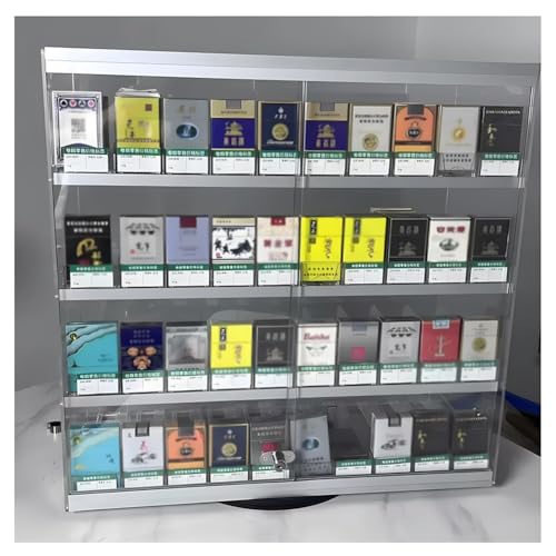 Vitrina de cigarrillos con empujador automático de acrílico transparente para mostrador 62x27x35cm