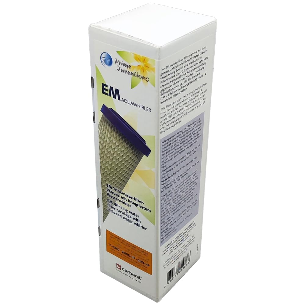 Cartucho de filtro de agua EM Aquawhirler | Unidad de remolino integrada | mejor sabor de agua | compatible con carcasas de filtro Carbonit Sanuno & Vario HP | AquaAvanti | WatPass