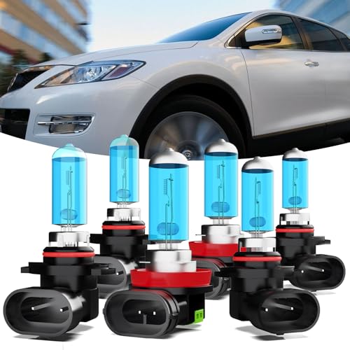 TTDBDAN Headlights Fit For Mazda CX-9 CX9 2007-2012 Halogen Headlight Bulbs,9005/HB3/H10 High Beam+ H11/H8/H9 Low Beam+ 9006 Fog Light Combo,Plug And Play,Pack of 6 (Mazda CX9 2007-2012 Headlamps)