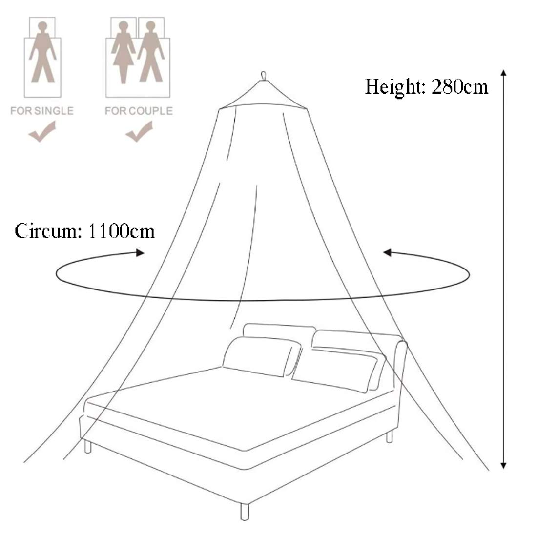 DMCE Cupola Tre Porte Zanzariera,per Indoor All'Aperto,Punture Anti Zanzare Facile da Installare Zanzariera Baldacchino del Letto-Rosa 120cm(47inch)