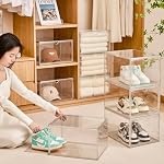 Clear Shoe Storage Boxes Stackable, Display Case, Shoe Display Case, 4 Pack Acrylic Display Case With Magnetic Door, Plastic Shoe Boxes With Lids, Sneaker Storage, Clear Sneaker Boxes Stackable - Image 4