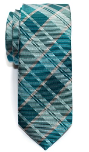 Retreez Modern Tartan Check Styles Woven Microfiber Skinny Tie