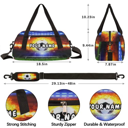 Soccer Ball Personalized Kids Duffel Bag for Girls Boys, Soccer Customized Name Dance Bag Overnight Small Duffel Bag Carry On Weekend Sports Gym Travel Bag for School Practice Gymnastics Ballet4