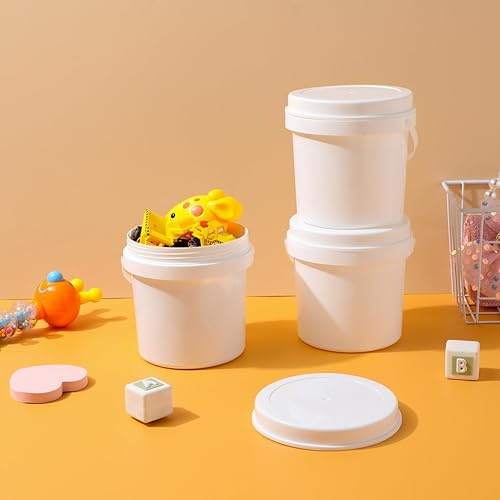 Miniatura 6 de Cubo de plástico blanco 3pcs cubo de almacenamiento blanco con cubierta 3pc pp cubos con tapa