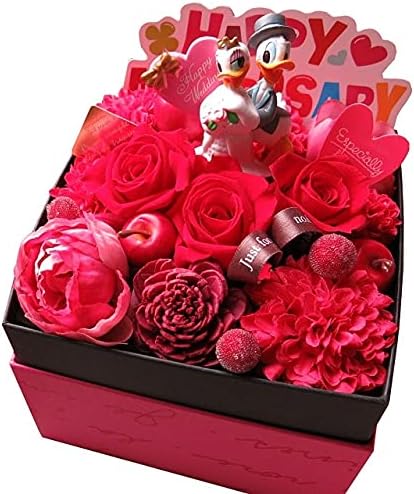 Amazon ディズニー フラワーギフト 結婚祝い 箱開けてスマイル ボックス入り プリザーブドフラワー 赤系 ウェディング ドナルド デージーa プリザーブドフラワー オンライン通販