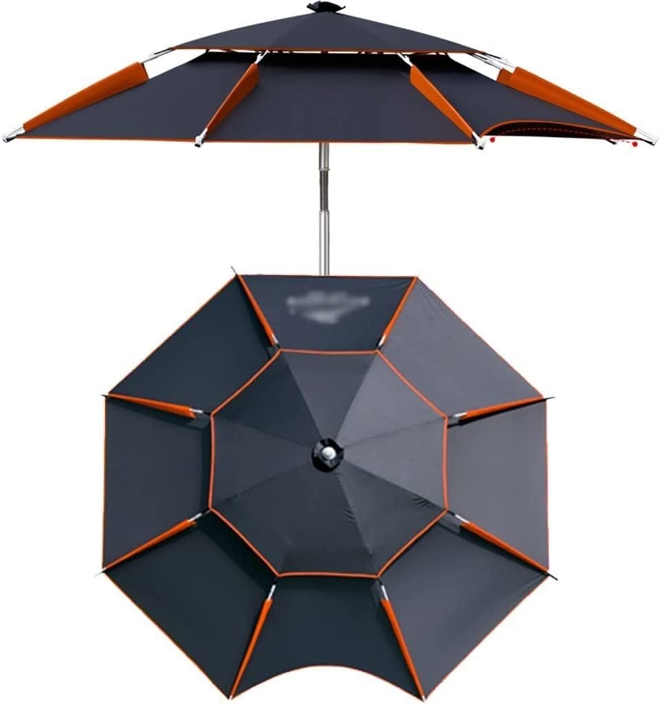 XCC Outdoor umbrellas patio 360 degree rotating balcony parasol, thickened waterproof garden umbrella, Double-layer ventilation design (Color : Black+orange, Size : 2.4m)